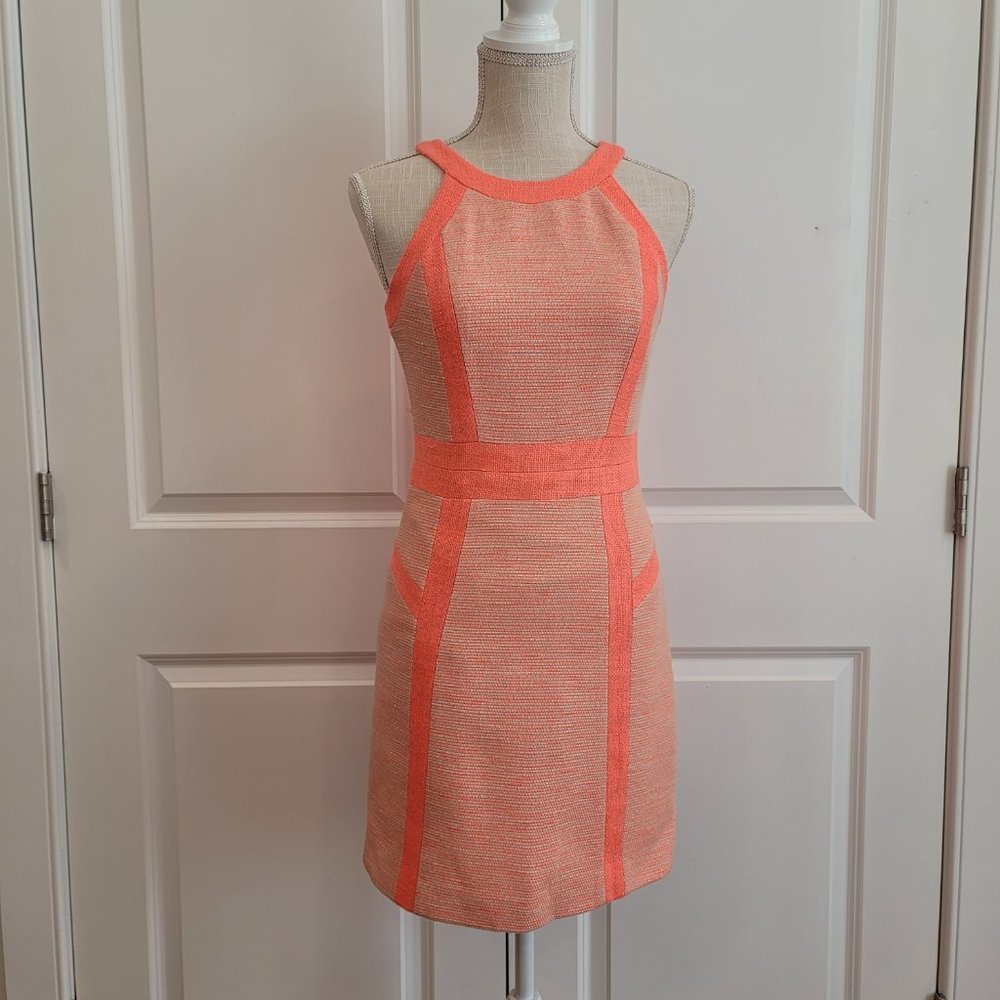 Milly Coral Orange Tweed Woven Lined Mini Dress Size 0 - Picture 12 of 14